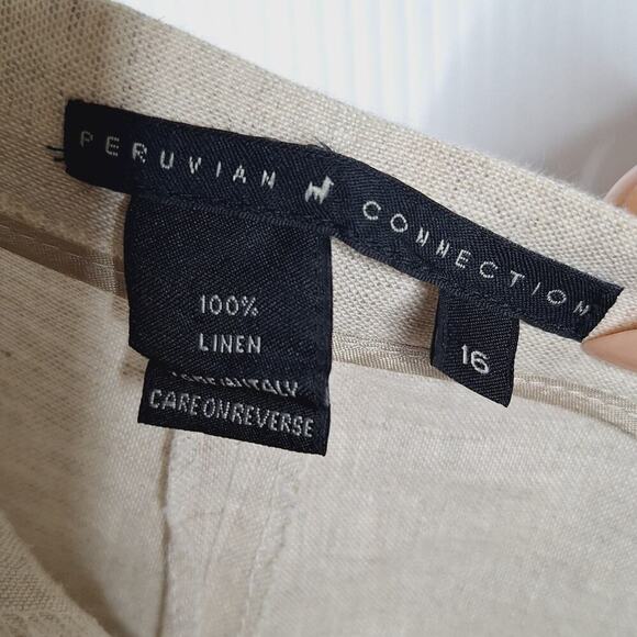 Peruvian Connection 100% Linen Wide Leg Pants 16 Trousers Beachy Made in Italy - Picture 3 of 8